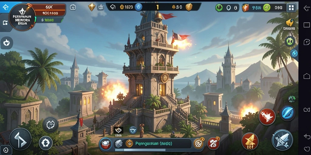 Tangkapan layar dari gameplay menakjubkan 66K yang menunjukkan strategi Tower Defense.