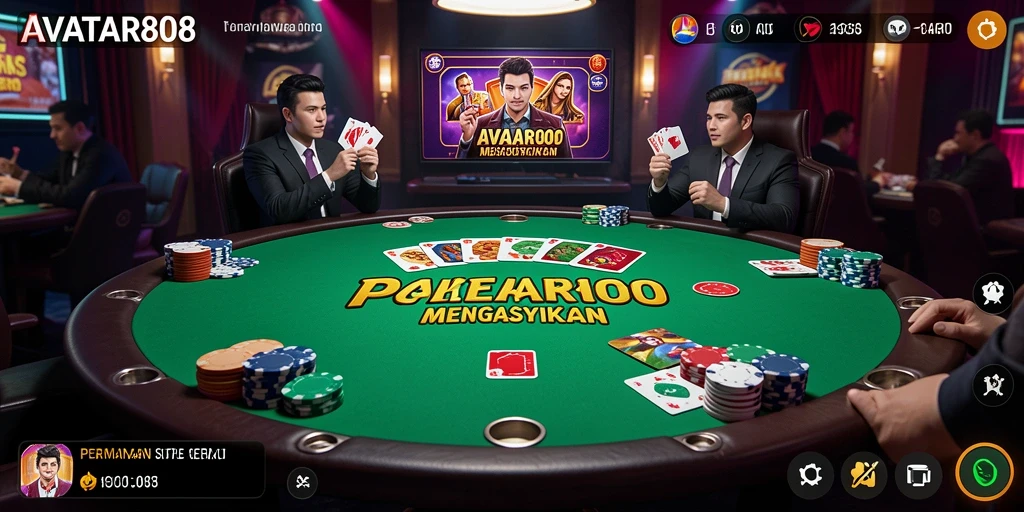 Screenshot gameplay AVATAR808 menampilkan suasana poker yang mendebarkan.