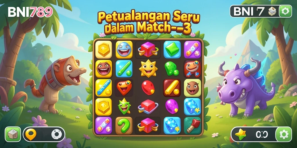 Screenshot gameplay BNI789 menunjukkan momen seru mencocokkan item untuk menyelesaikan level.