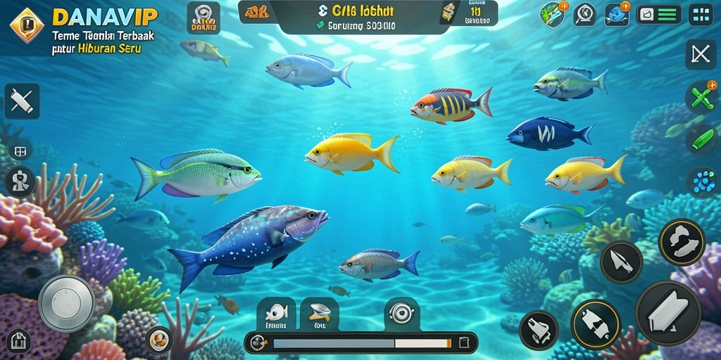 Tampilan gameplay menembak ikan yang seru dan menantang.
