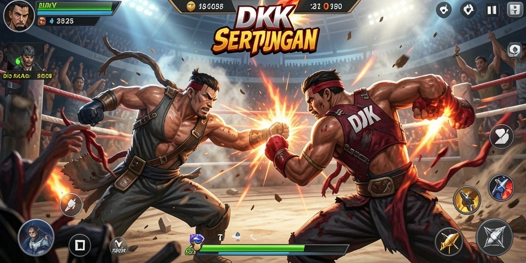 Tampilan gameplay DKK yang penuh aksi dan pertarungan seru.