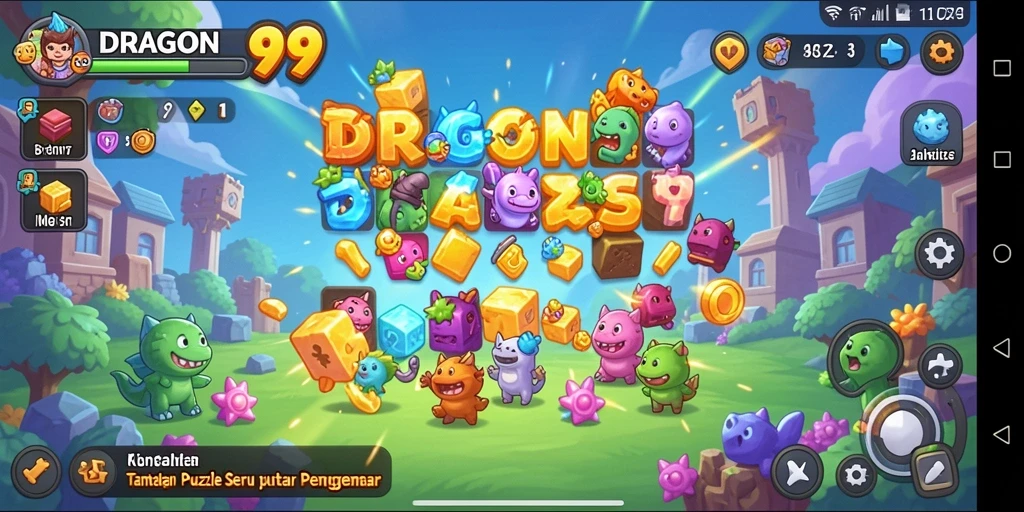 Tampilan gameplay menakjubkan dari DRAGON99 yang penuh tantangan puzzle.