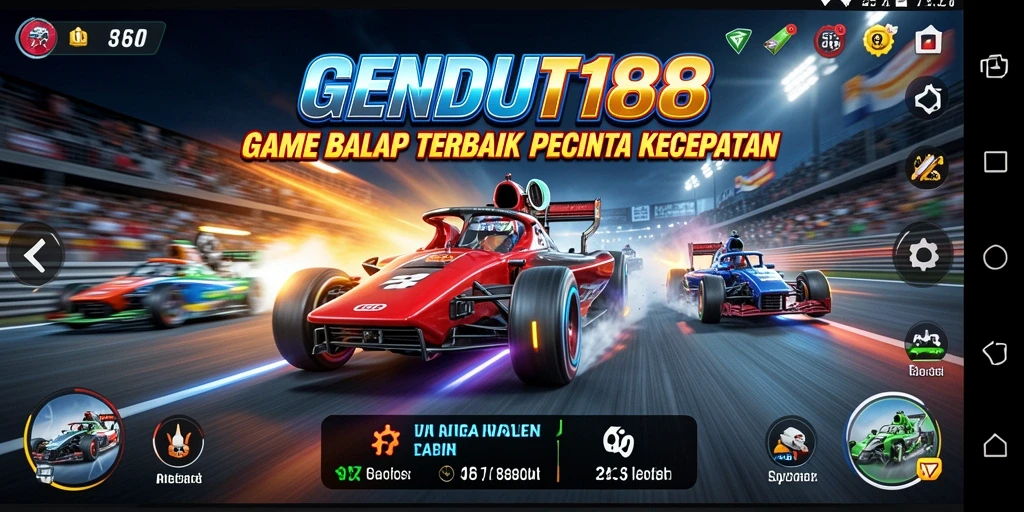 Screenshot gameplay GENDUT188 yang menampilkan balapan mendebarkan di lintasan.