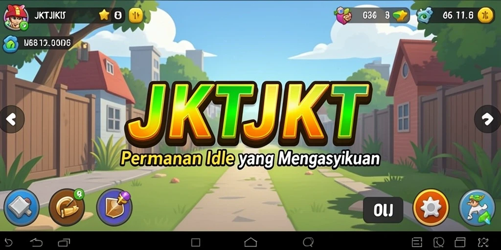 Tangkapan layar utama JKTJKT menunjukkan gameplay yang santai dan interaktif.