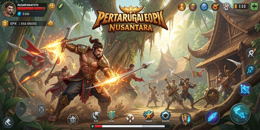 Tangkapan layar NUSANTARATOTO menampilkan pertarungan mendebarkan karakter Nusantara.