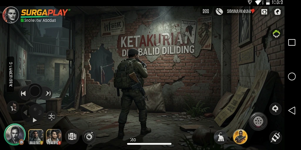 Screenshot gameplay SURGAPLAY menampilkan suasana Horror yang mencekam.