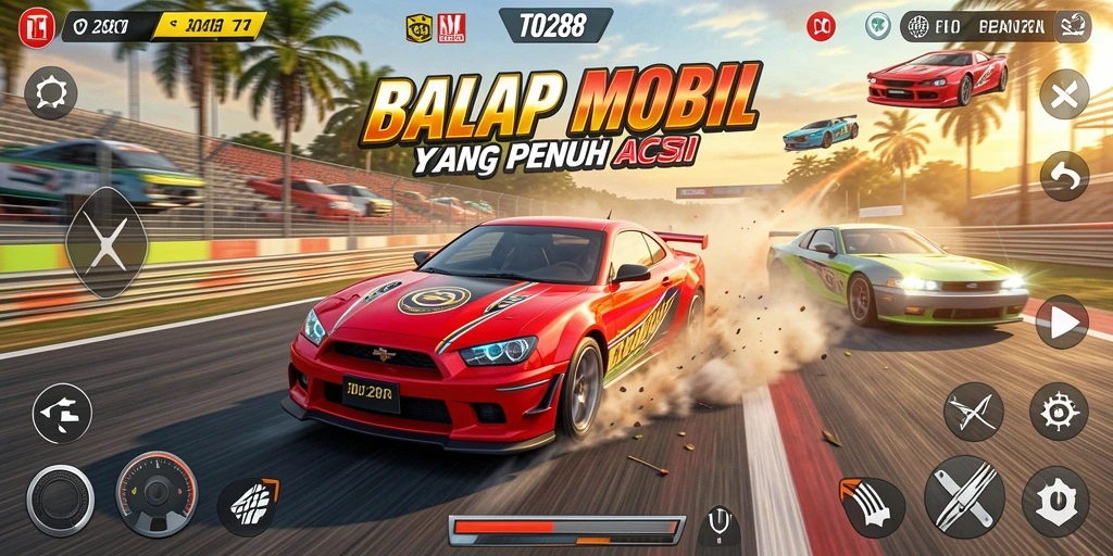 Tampilan gameplay TO288 yang mendebarkan dan penuh aksi balapan.